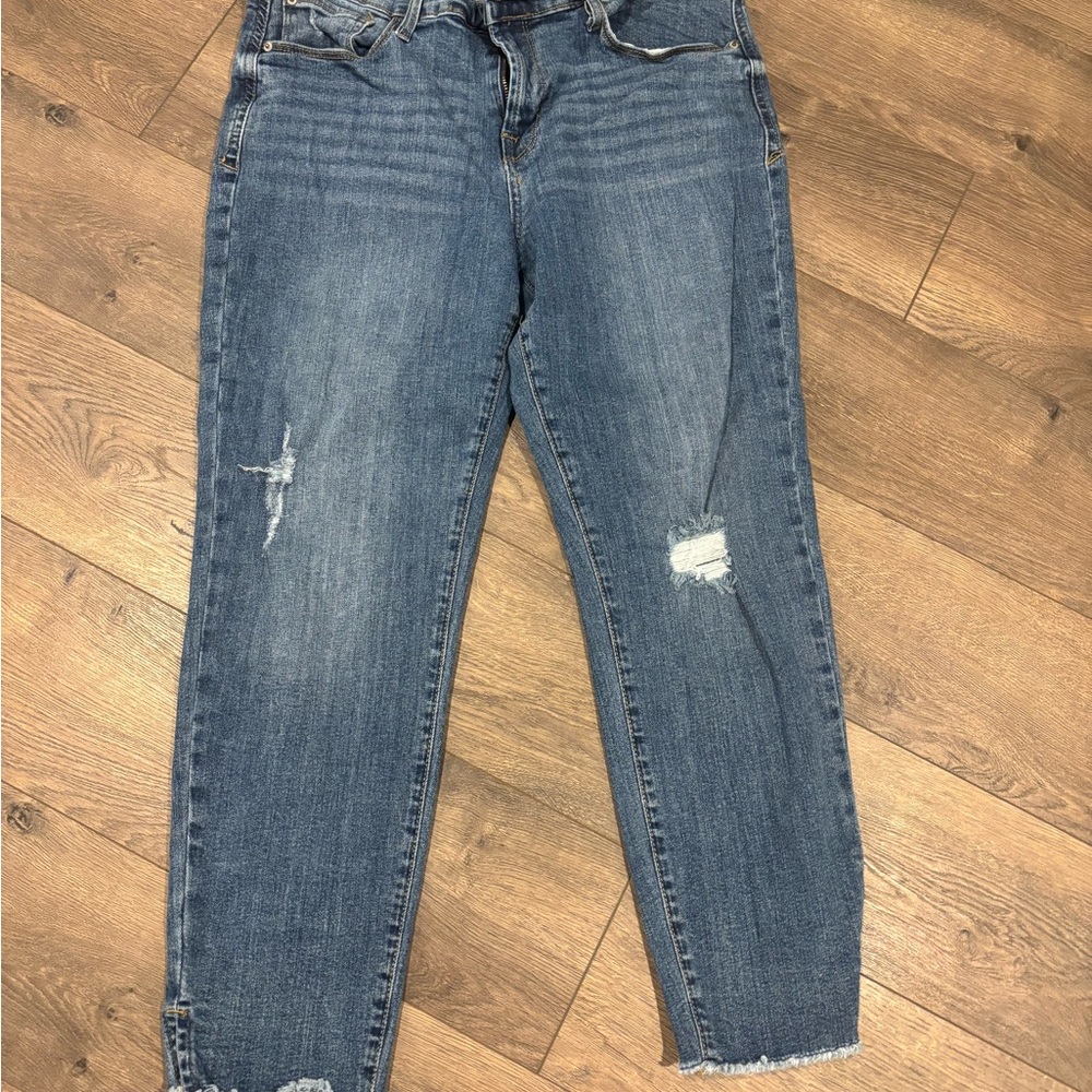 Kensie Blue Boyfriend Jeans with Distressed Details